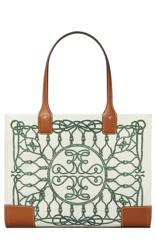 Tory Burch Ella Printed Small Tote In Ivory Abstract Rope