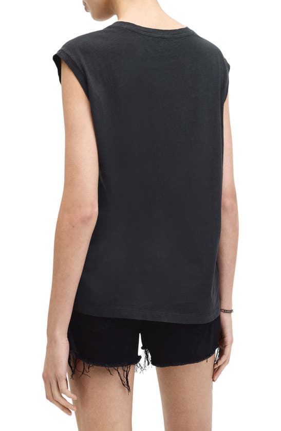 Shop Allsaints Hunter Brooke Cap Sleeve Graphic T-shirt In Washed Black