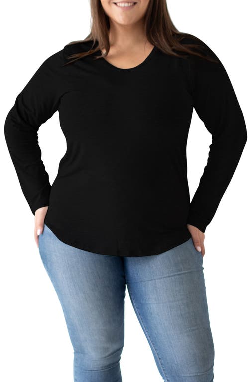 Kindred Bravely Long Sleeve Maternity/Nursing T-Shirt in Black