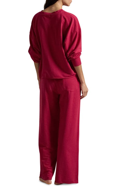 Shop Polo Ralph Lauren Sweatshirt & Wide Leg Pajamas In Classic Red