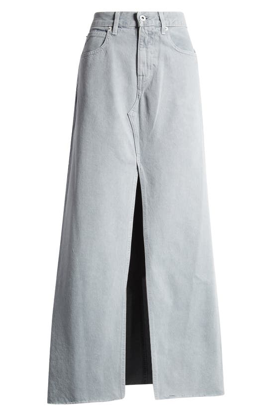 Shop Slvrlake Raw Hem Denim Maxi Skirt In Dove Gray