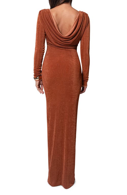 Jluxlabel Ashton Reversible Long Sleeve Knit Gown In Bronze