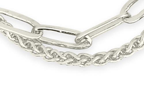 Sterling Forever Emery Textured Chain Necklace In Silver