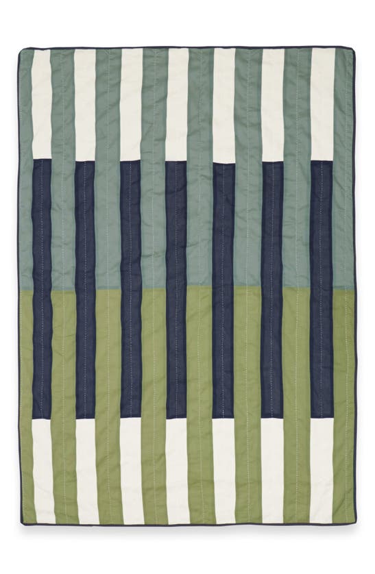 Anchal Offset Stripe Quilted Throw Blanket In Spruce