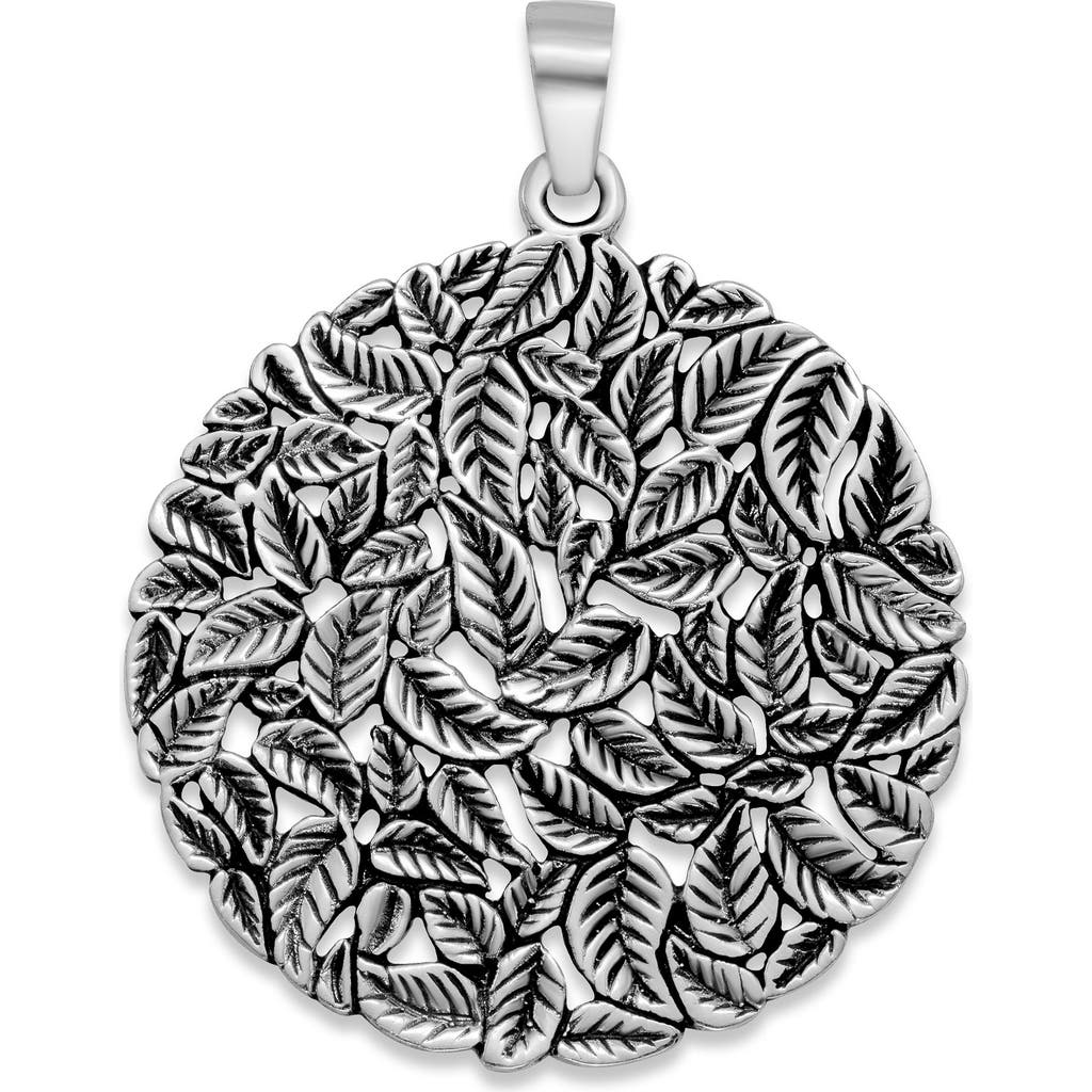 Samuel B. Sterling Silver Round Leaf Motif Pendant In Silver