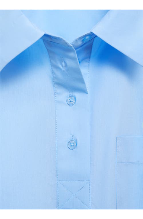 Mango Crop Button Front Shirt In Sky Blue