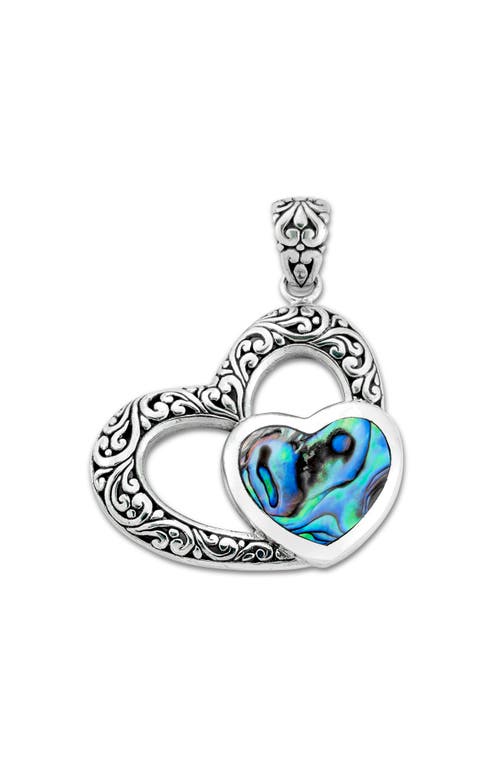 Samuel B. Silver Abalone Pearl Heart Pendant In Blue/green