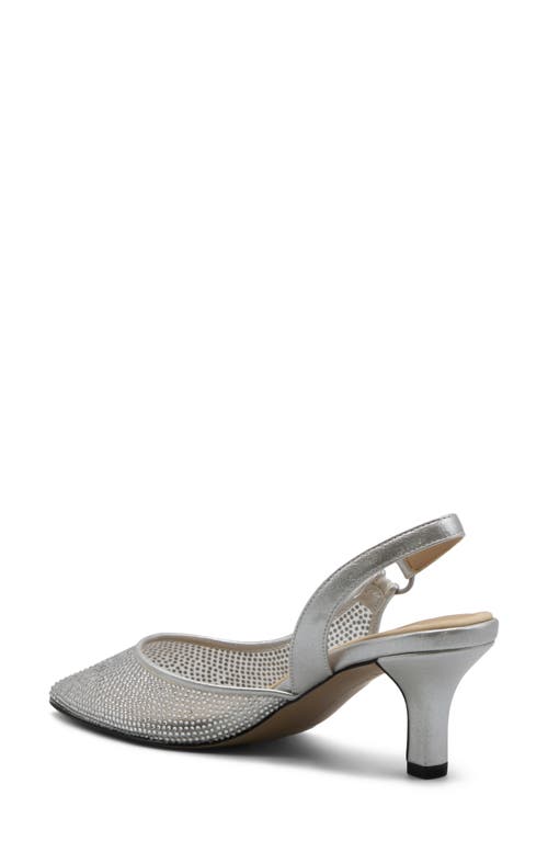 Adrienne Vittadini Piperrs Crystal Kitten Heel Slingback Pump In Silver Sparkle