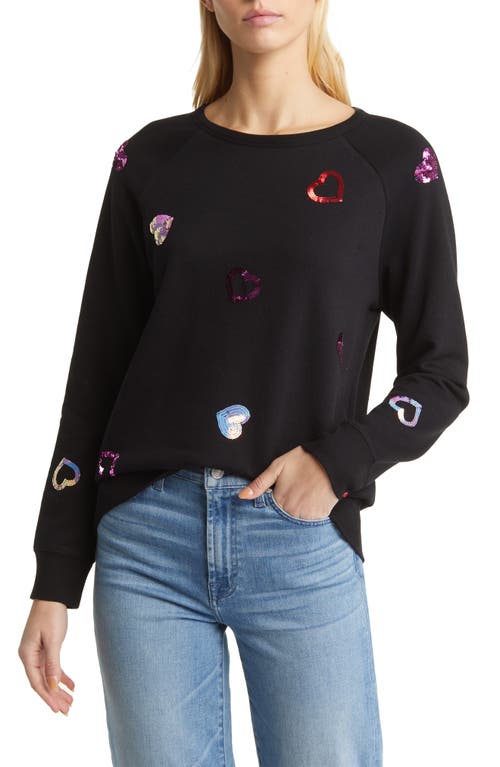 caslon(r) Hearts Embellished Sweatshirt in Black Sequin Hearts