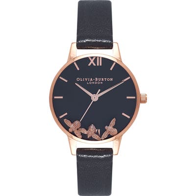 Olivia Burton Busy Bees Leather Strap Watch, 30Mm