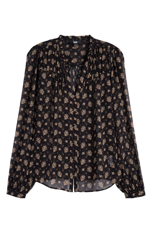 Shop Paige Monika Leaf Print Silk Button-up Shirt In Black Multi