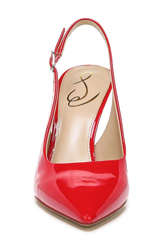 Sam Edelman Hazel Slingback Pointed Toe Pump In Ruby Red Patent