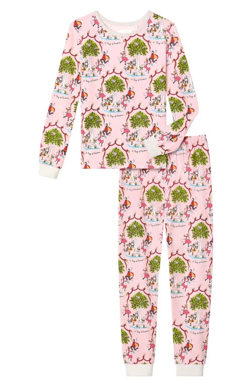 Shop Bedhead Pajamas Kids' Festive Print Fitted Two-piece Pajamas In Twelve Days Of Christmas