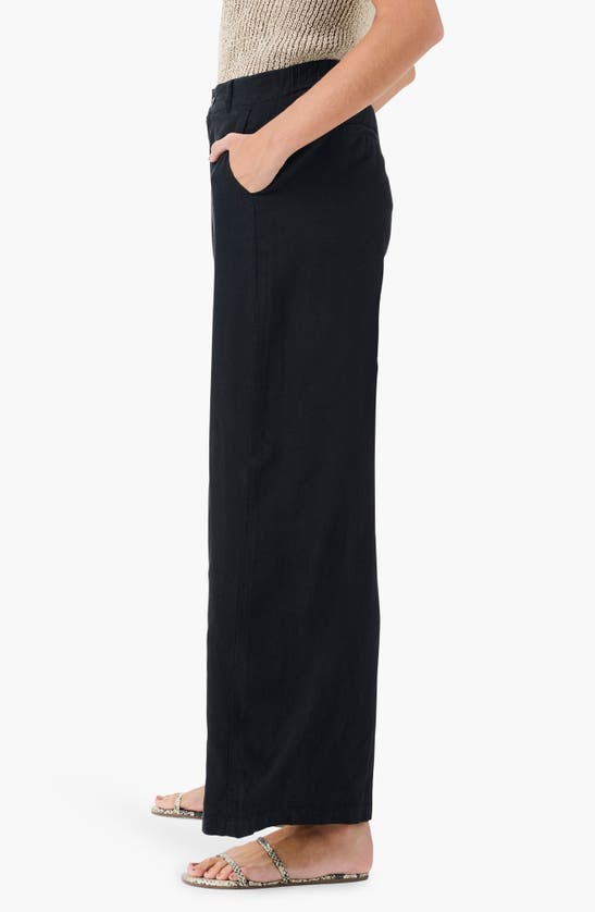 Shop Nic + Zoe Nic+zoe Rumba Organic Linen Blend Wide Leg Trousers In Black Onyx
