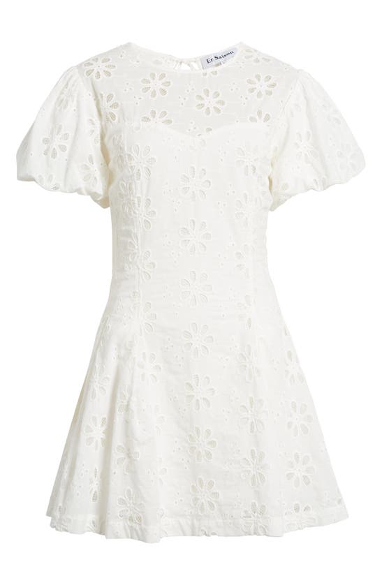 Shop En Saison Adina Puff Sleeve Broderie Anglaise Minidress In Off White