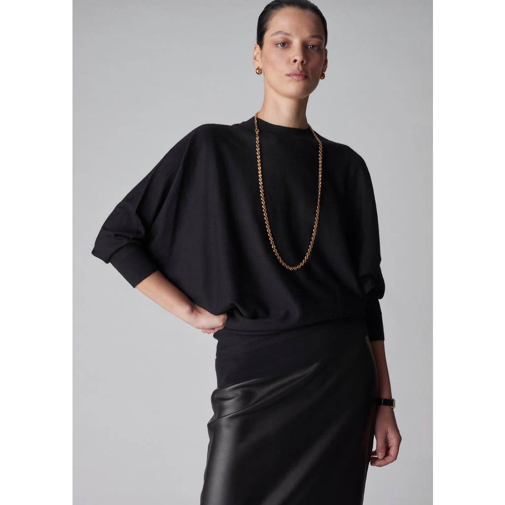 Co Asymmetric Dolman-sleeve Cashmere Knit Sweater In Black