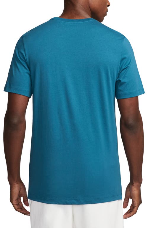 Shop Nike Jordan Embroidered Crewneck T-shirt In Industrial Blue/sail/sail