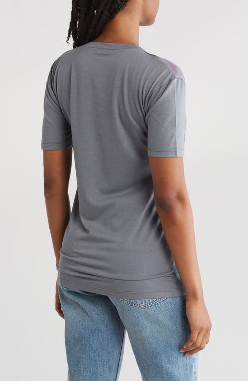 Go Couture Deep V-neck Boyfriend T-shirt In Blue To Pink Watercolors