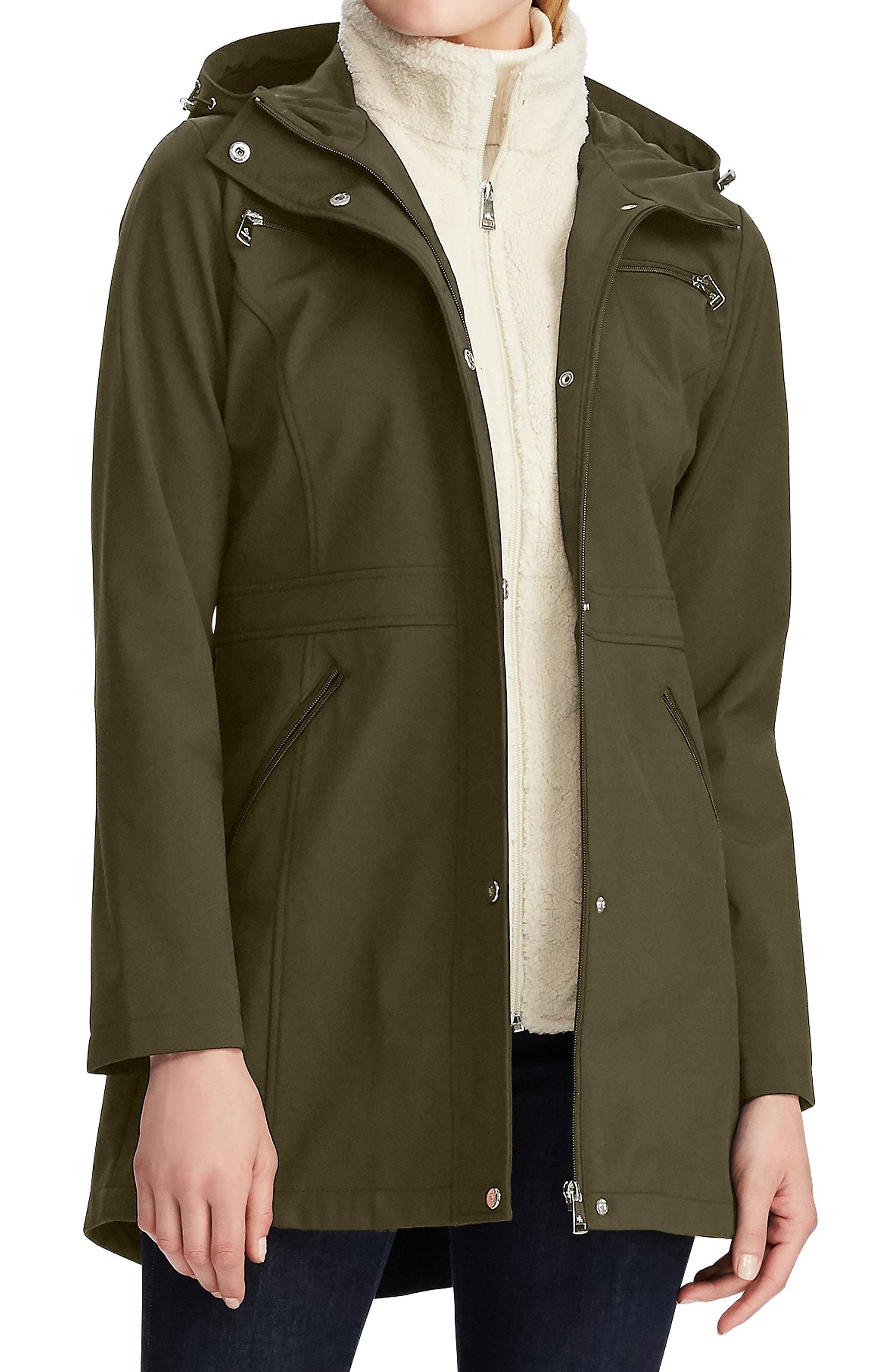 ladies green parka with fur hood