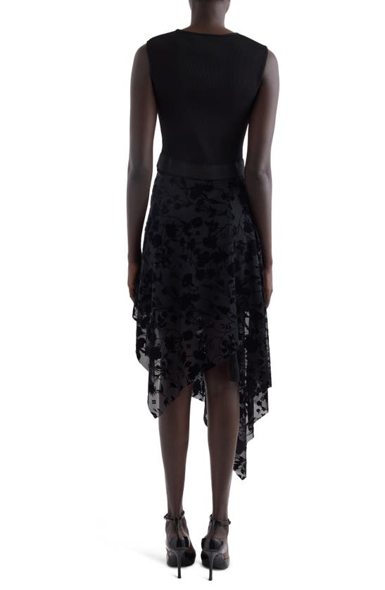 Shop Givenchy Mixed Media Asymmetric Midi Dress In Black