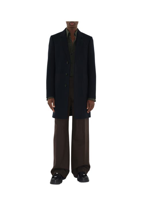 Burberry Classic Straight Cut Wool Jacket For Men In Navy