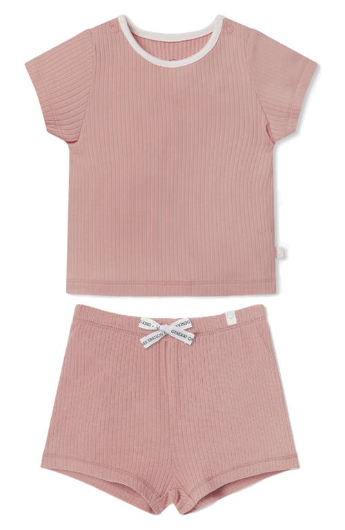 MORI Fitted Two-Piece Rib Short Pajamas in Rose at Nordstrom
