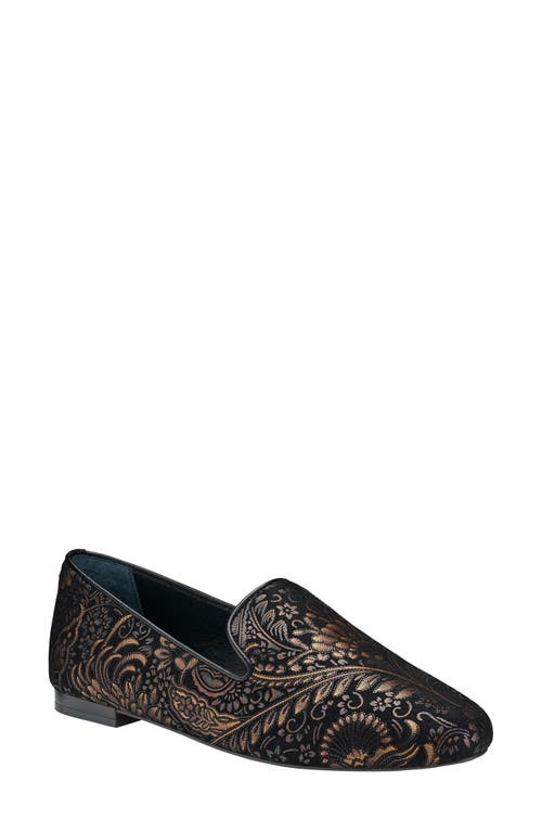 Starling Flat in Black Floral Suede