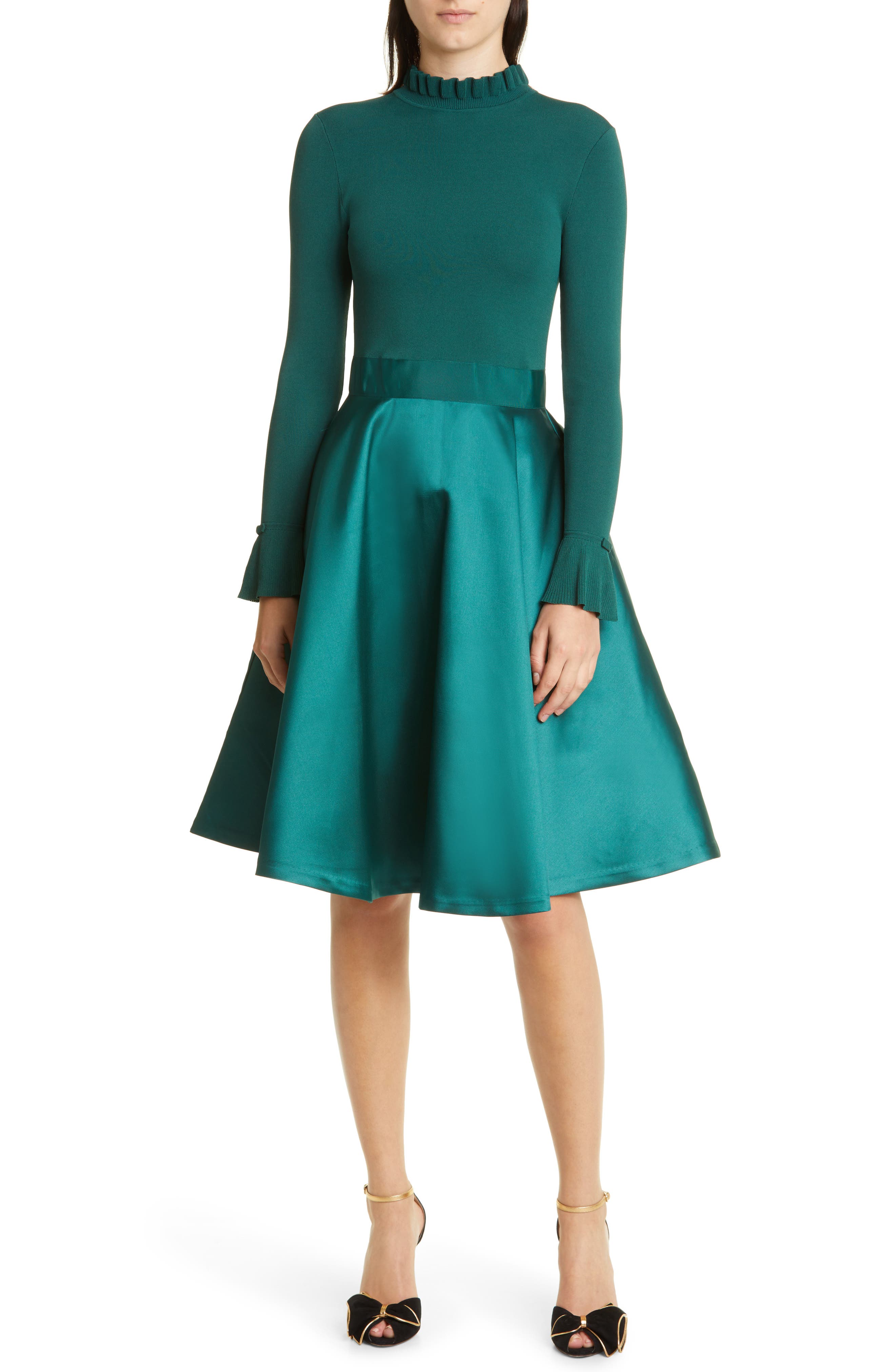 Teal Ted Baker dress with long sleeves
