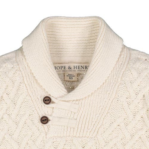 Shop Hope & Henry Boys' Shawl Collar Sweater, Kids In Ivory Herringbone Cable