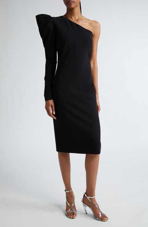 Shop Max Mara Falda One-shoulder Knit Dress In Black