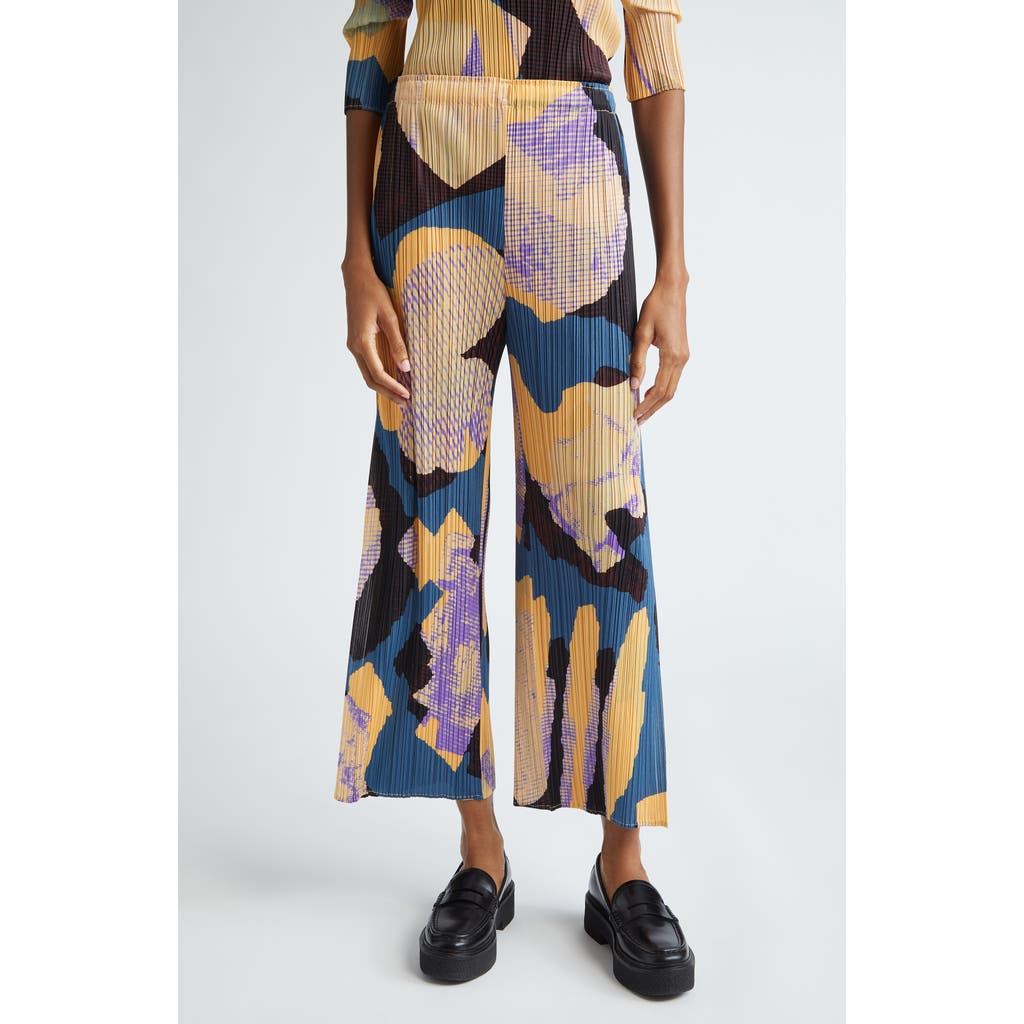 ISSEY MIYAKE PLEATS PLEASE ISSEY MIYAKE METEORITE PRINT PLEATED CROP PANTS