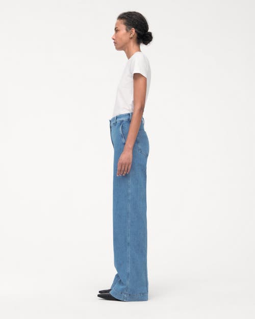Another Tomorrow High Waisted Denim Trouser In Light Blue Wash