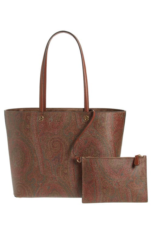 Shop Etro Large Paisley Essential Shopper In Brown/red