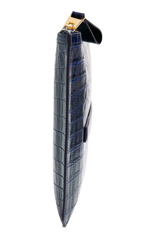 Tom Ford Buckley Croc Embossed Leather Portfolio Clutch In 1l022 Royal Blue