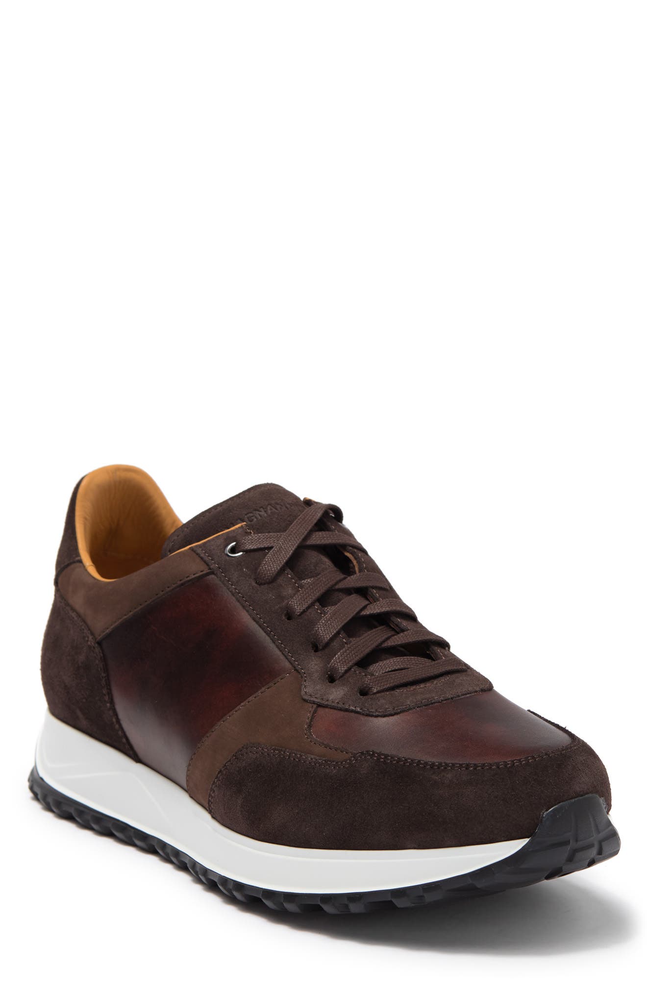 mens dark brown leather sneakers