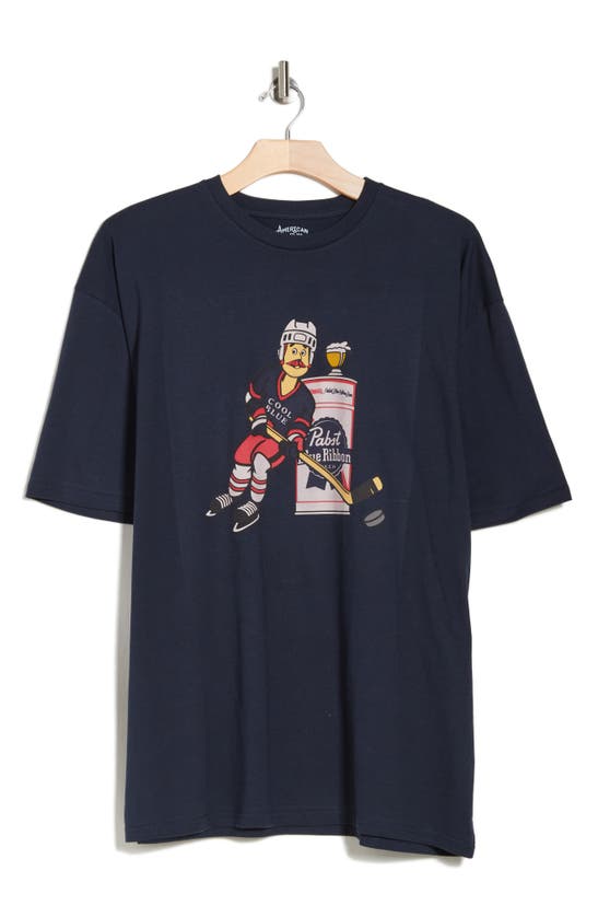 Shop American Needle Pabst Graphic T-shirt In Navy