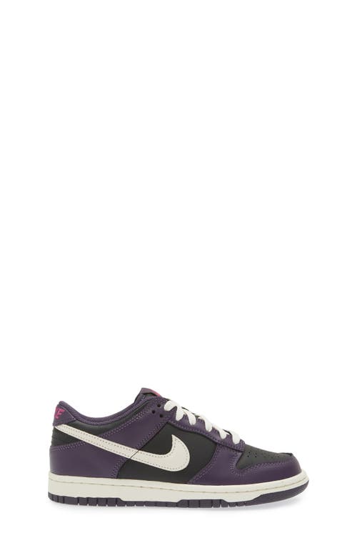 Nike Kids' Dunk Low Basketball Sneaker In Black/ivory/dark Raisin