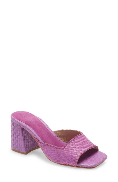 Jeffrey Campbell Melange Woven Slide Sandal In Lilac Raffia