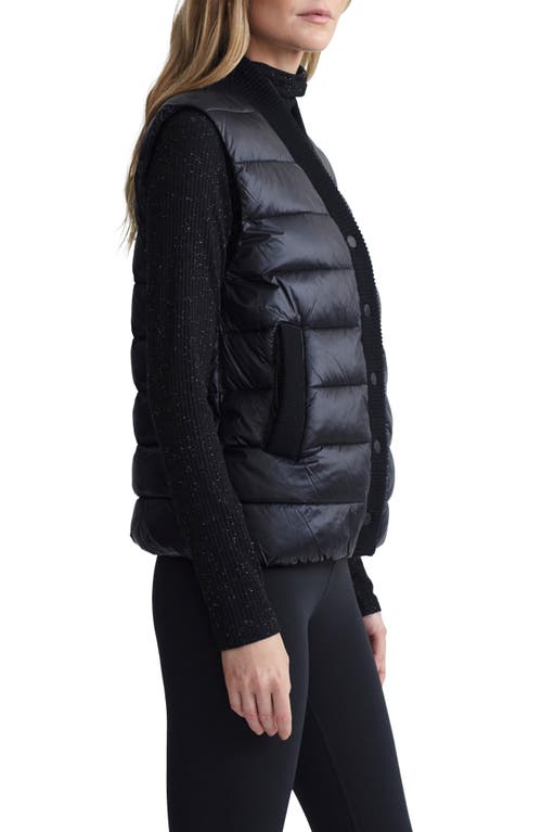 Varley Colwyn Combo Ribbed-knit Trimmed Quilted Shell Vest In Black