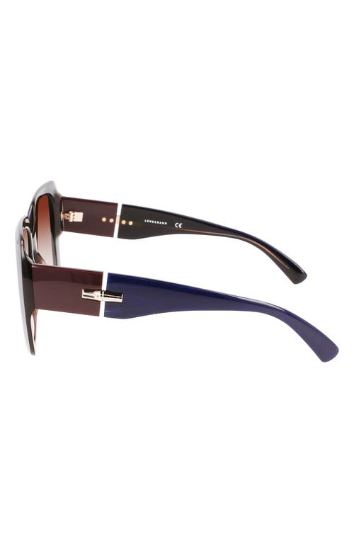 Shop Longchamp Roseau 53mm Gradient Square Sunglasses In Blue Stone/brown