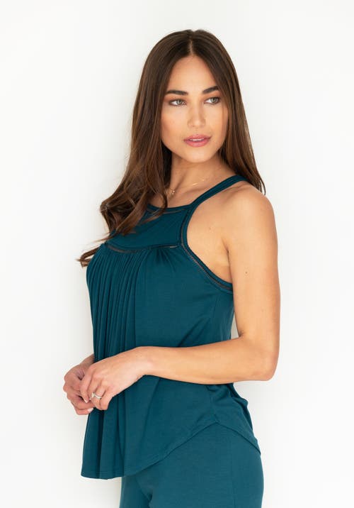 Jjwinks Wine Down Built-in Shelf Racerback Tank Lounge & Sleep Top In Deep Teal