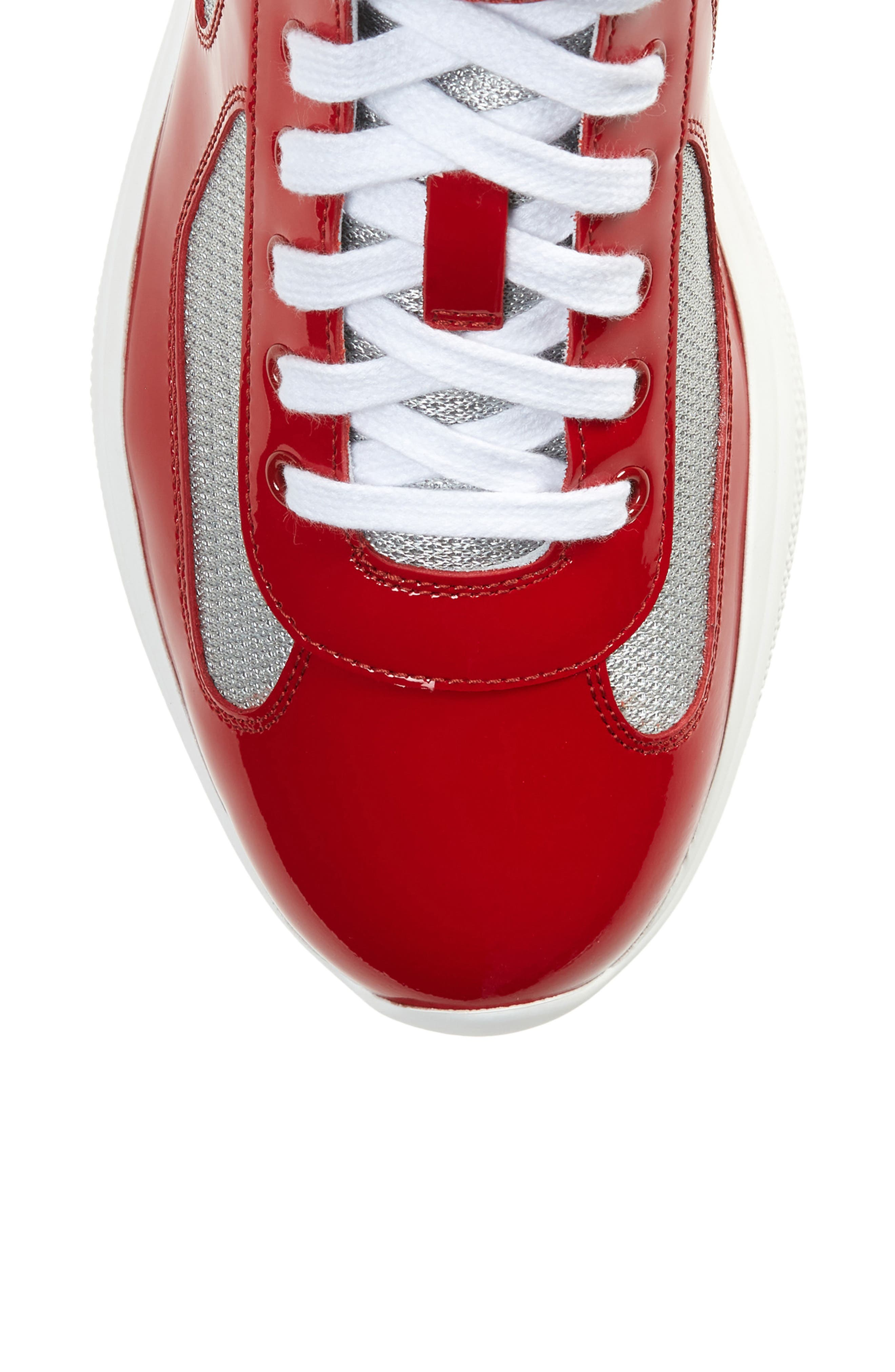 Prada America's Cup Bike High Top Sneaker in Mango Argento | Smart Closet