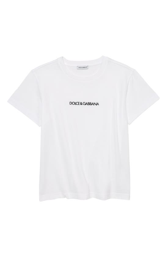 Shop Dolce & Gabbana Embroidered T-shirt In W0800 Bianco Ottico