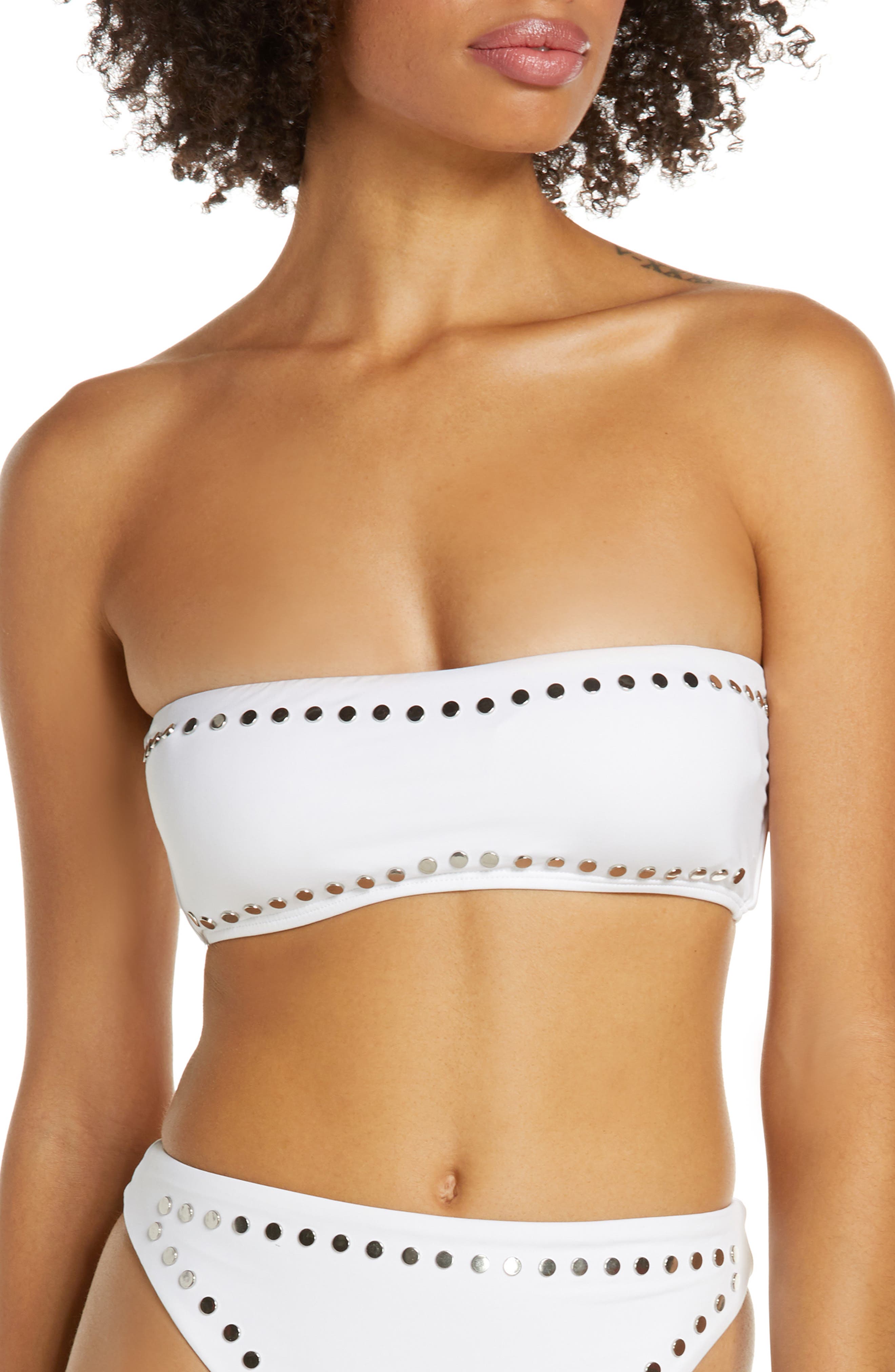 Dolce Vita Stellar Studs Bandeau Swim Top, White