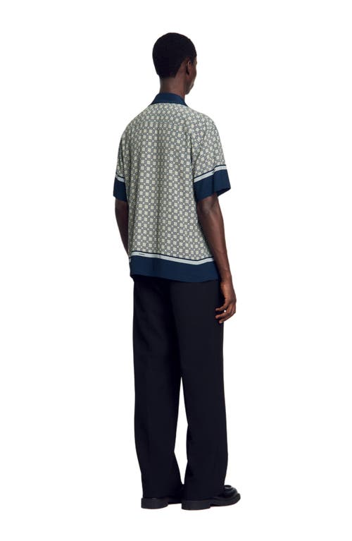 Sandro Fence Short Sleeve Shirt In Dark Blue