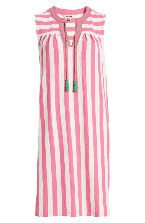 Shop Boden Nadine Stripe Cotton Shift Dress In Sangria Sunset Ivory Stripe