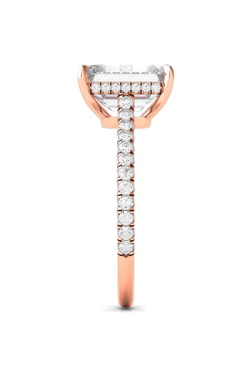 Hautecarat Emerald Cut Pavé Lab Grown Diamond Ring In 3.00 Ctw 18k Rose Gold