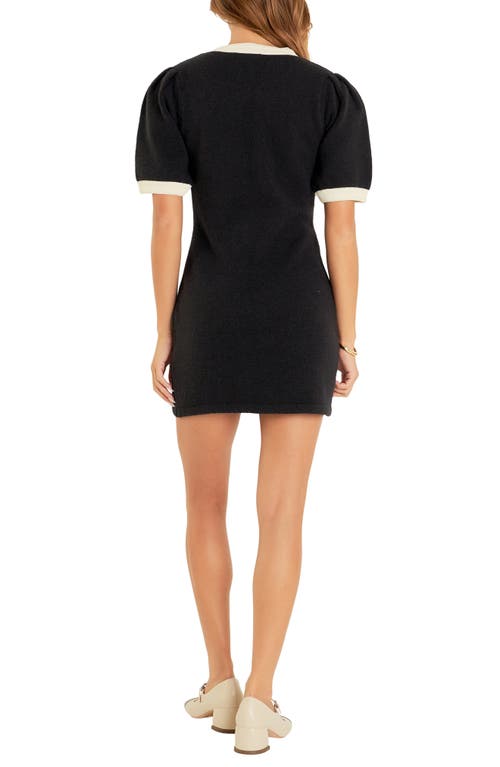 English Factory Contrast Rib Detailed Mini Dress In Black/white
