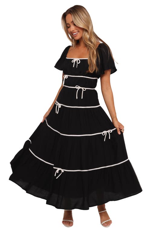 Petal And Pup Petal & Pup Harvey Bow Tiered Maxi Dress In Black