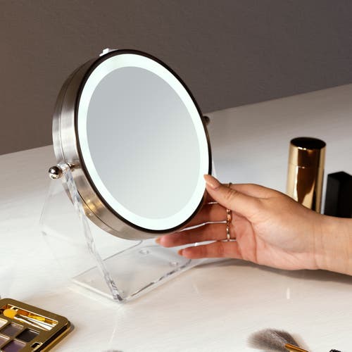 Shop Zadro Lighted Makeup Mirror With Magnification & Swivel In Satin Nickel